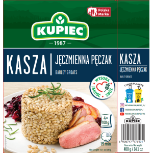 Kupiec Kasza Jęczmienna Pęczak Naturalna Polska Wysoka Jakość 4x100 g X12